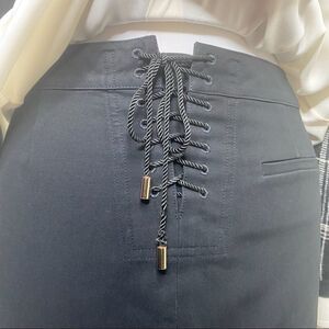 Ralph Lauren Black Brushed Cotton Nautical Lace Up Pencil Skirt